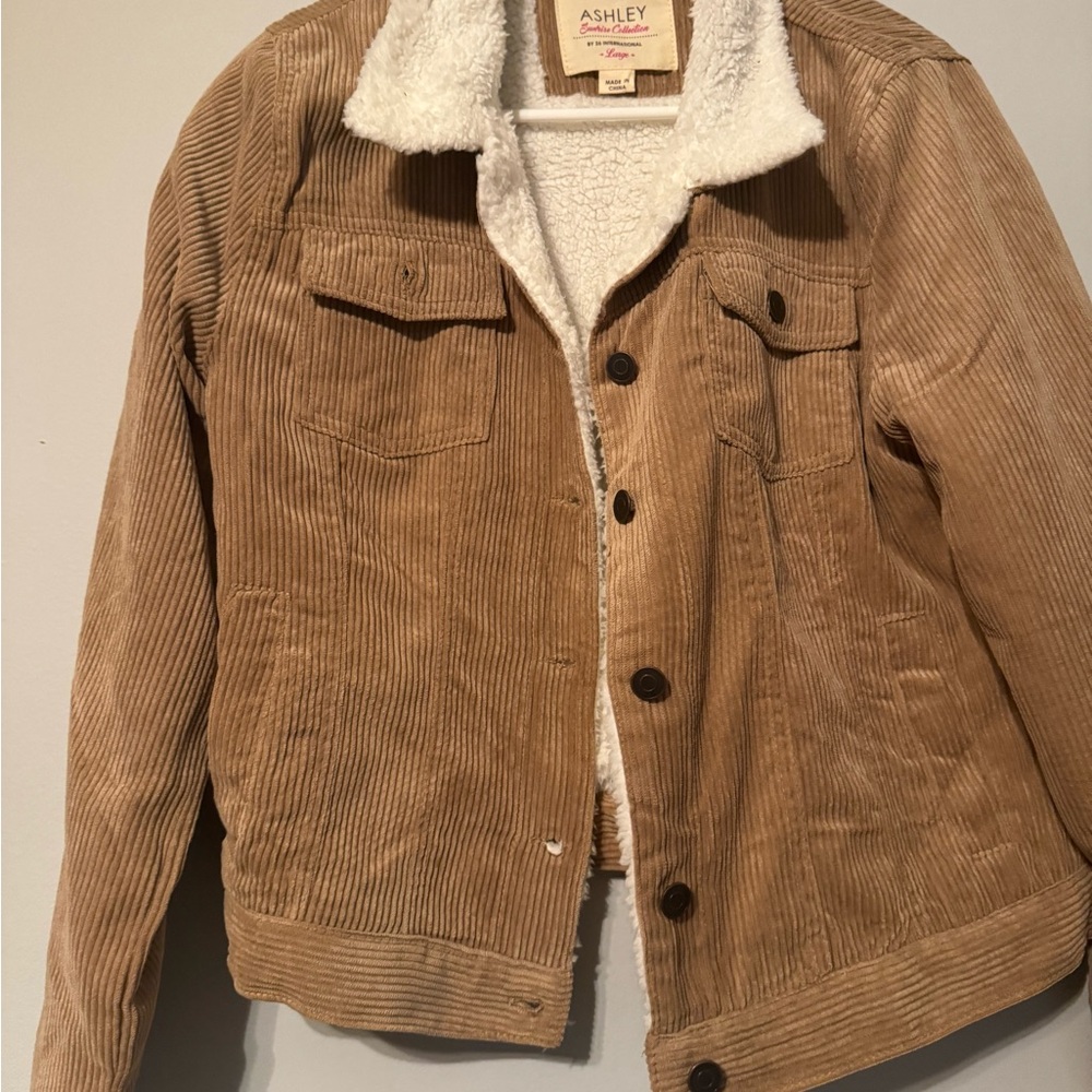 Tan Corduroy Jacket with Sherpa Lining